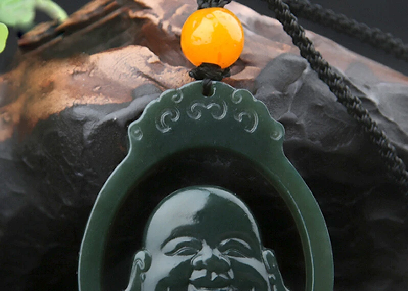 Подвеска Hetian Jadees подвеска Будды Maitreya из синего нефрита для мужчин и женщин в виде
