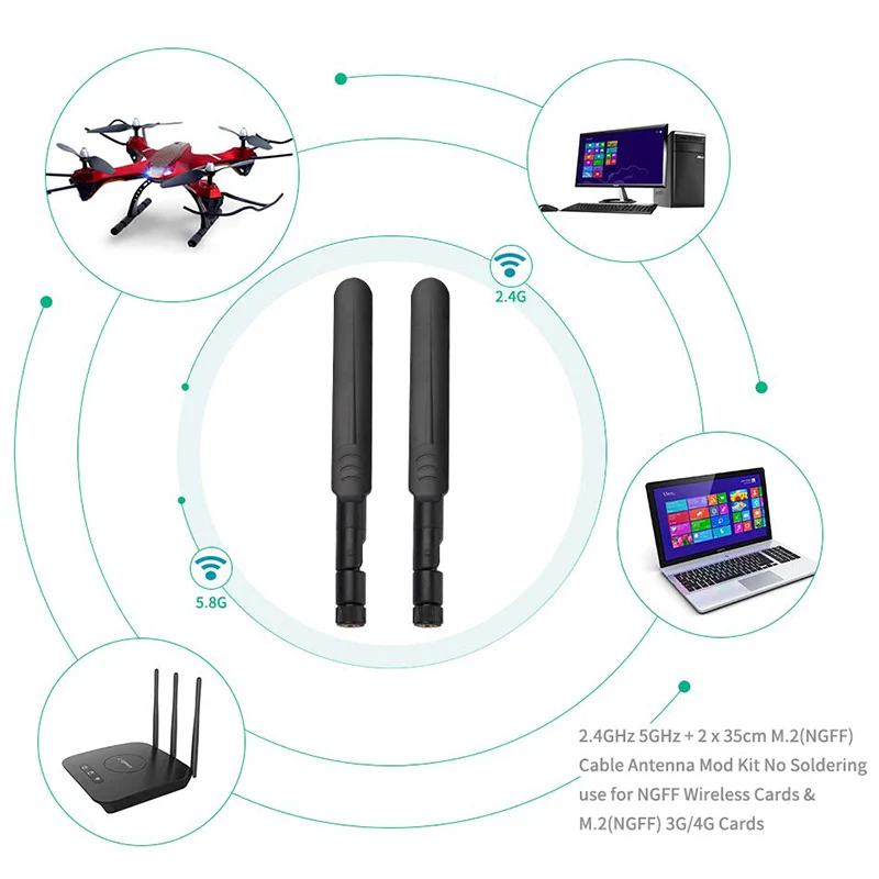 2 шт. 4 ГГц 5 8 5G антенна RP SMA 8dBi WI FI Dual Band 4G 8G антенны типа мама беспроводного