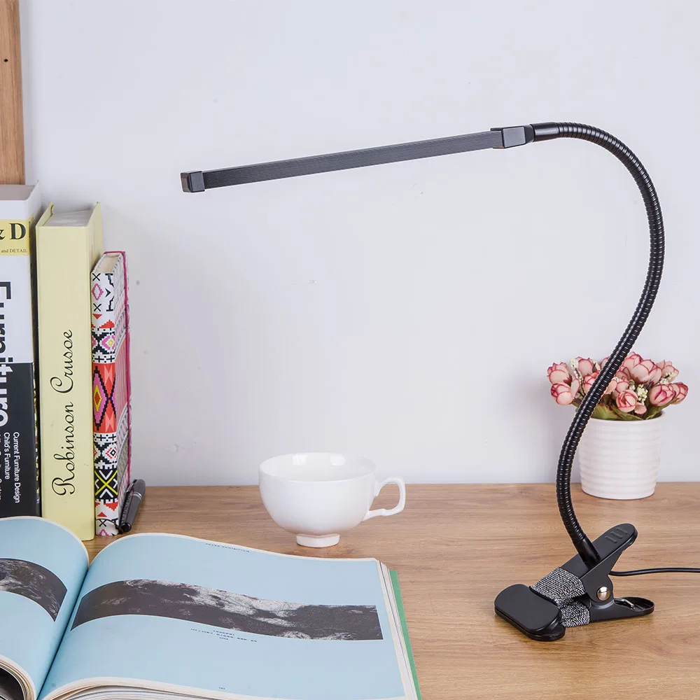 5V USB Светодиодная настольная лампа с зажимом Гибкая Настольная для книга чтения