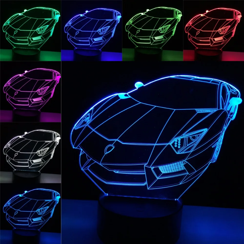 Модный гоночный автомобиль 3D светильник светодиодный USB Настроение Ночной