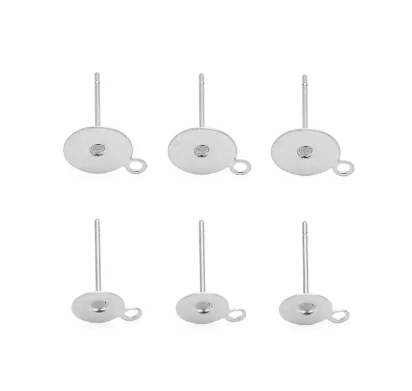

Simple Stainless Steel Earrings Components Earrings Findings Round Face 6mm/8mm/10mm