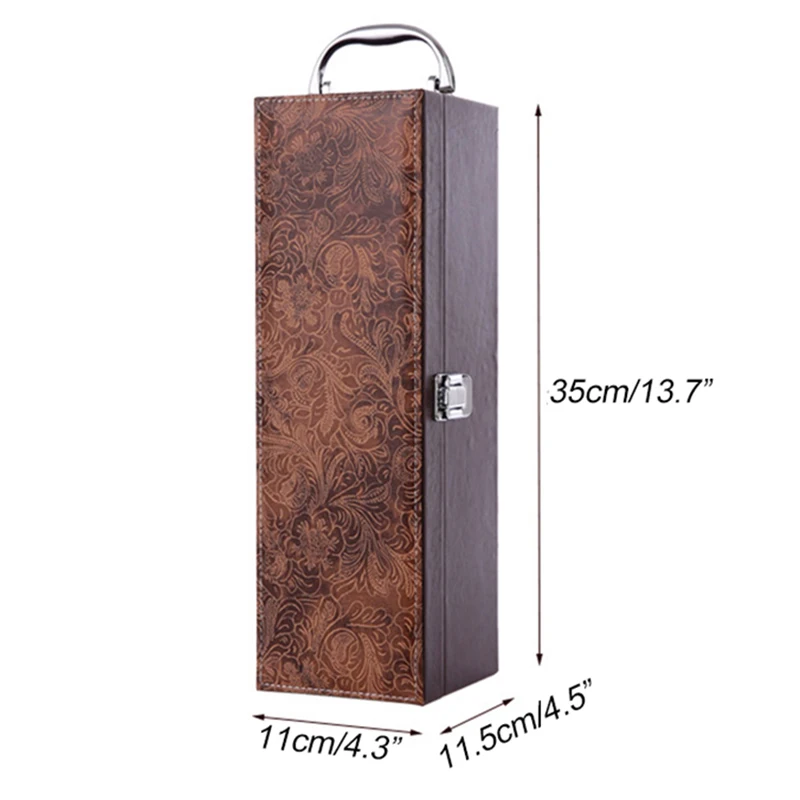 

Home Decoration Europe Artificial PU Leather Carved Wine Box Kitchen Bar Accessory Decor Wine Holder Boxes Friend Festival Gift