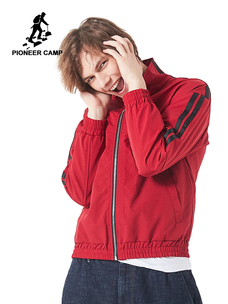 Мужские куртки с лентой Pioneer camp красные воротником-стойкой осенняя верхняя