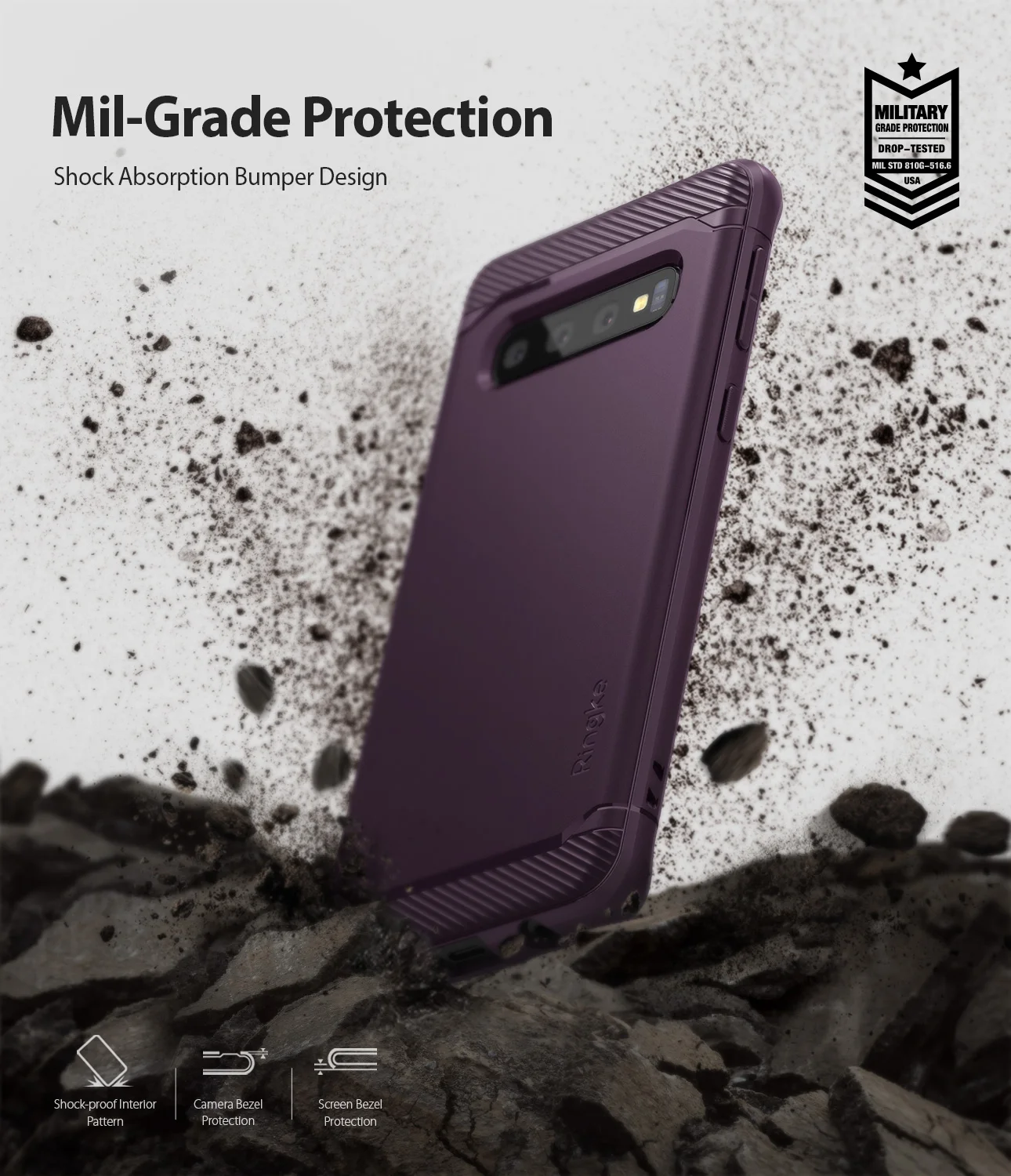 Rearth Ringke Onyx Rugged Flexible Durable Anti-Slip TPU Shock Absorbent Case for Samsung Galaxy S10 / Plus S10E |