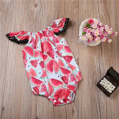 Лето 2017 г. Лидер продаж кружевной комбинезон с рукавами-крылышками и арбузом для