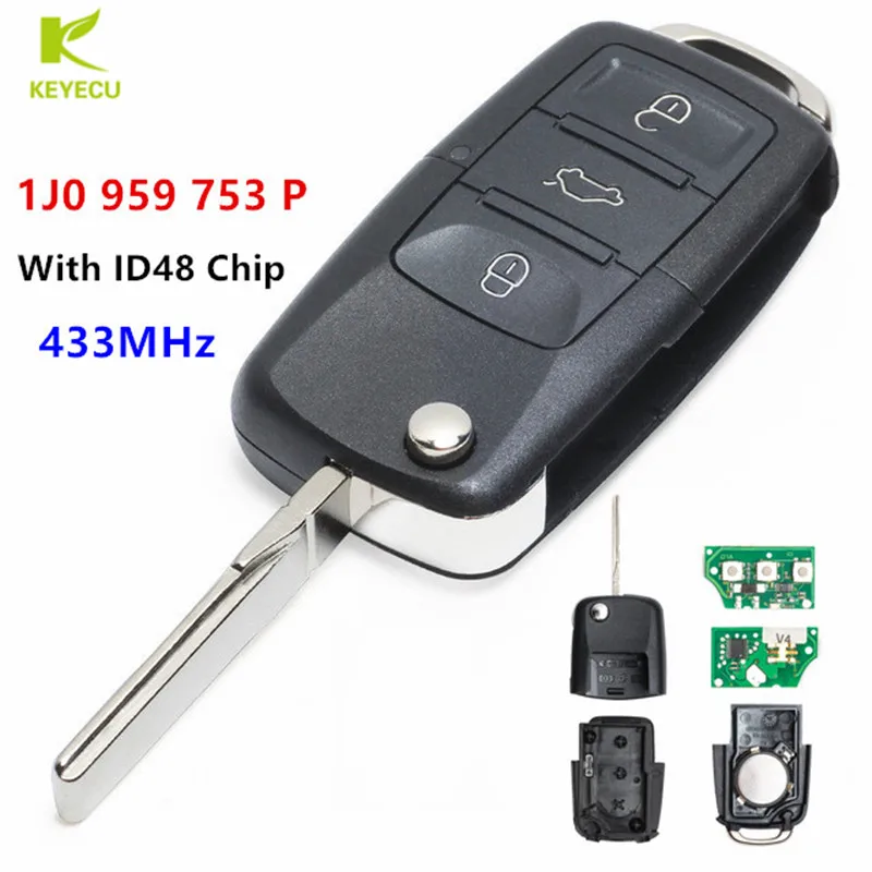 KEYECU 1J0 959 753 P 1J0959753P складной дистанционный ключ без ключа вход передатчик стартера