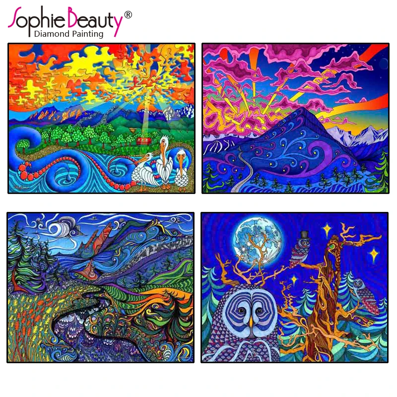 Алмазная картина вышивка дом стразы фантазия воздушные шары абстрактный пейзаж