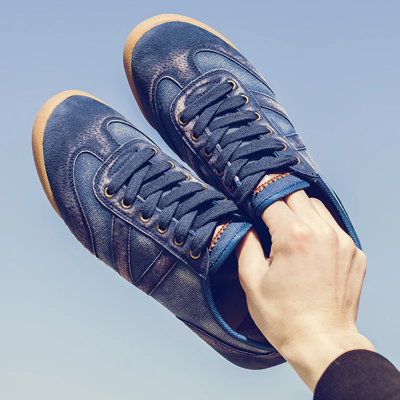 Spring Summer Plimsolls Breathable Sneakers Men Casual Shoes 2019 New Denim Lace-up Canvas Footwear | Обувь