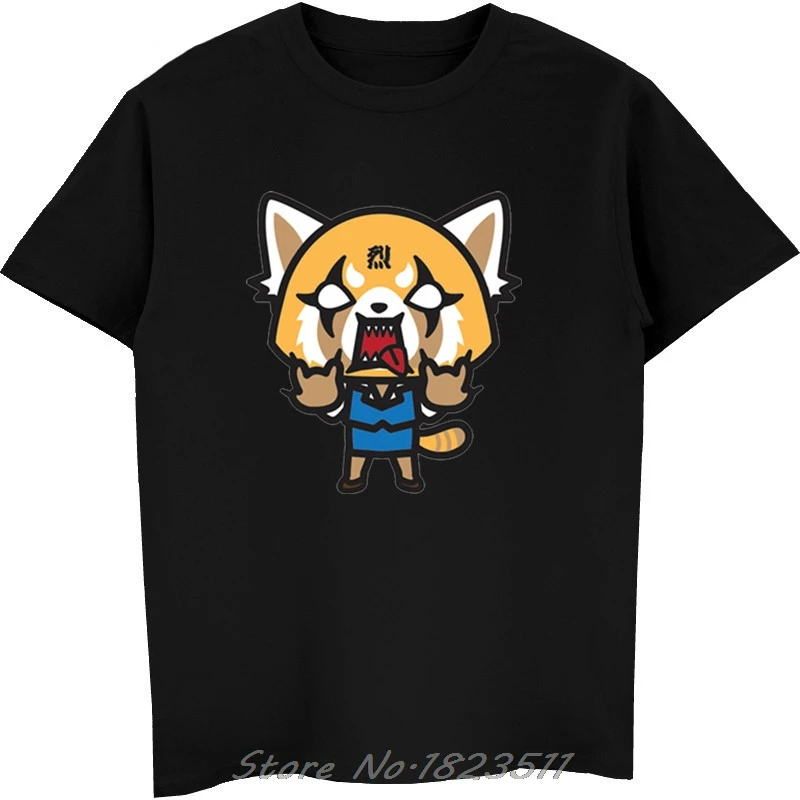 Летняя новая забавная футболка Aggretsuko Мужская модная футболка с рисунком Красной панды Retsuko Camisetas Hombre - Цвет: black new
