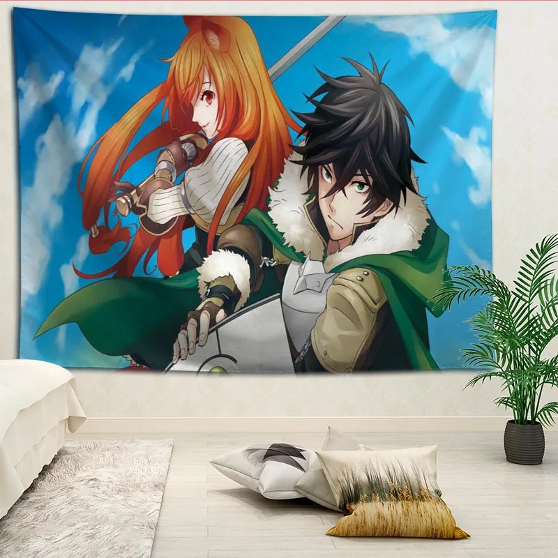 

Custom Tate No Yuusha No Nariagari Creative tapestry living room bedroom background wall fabric hanging painting small fresh