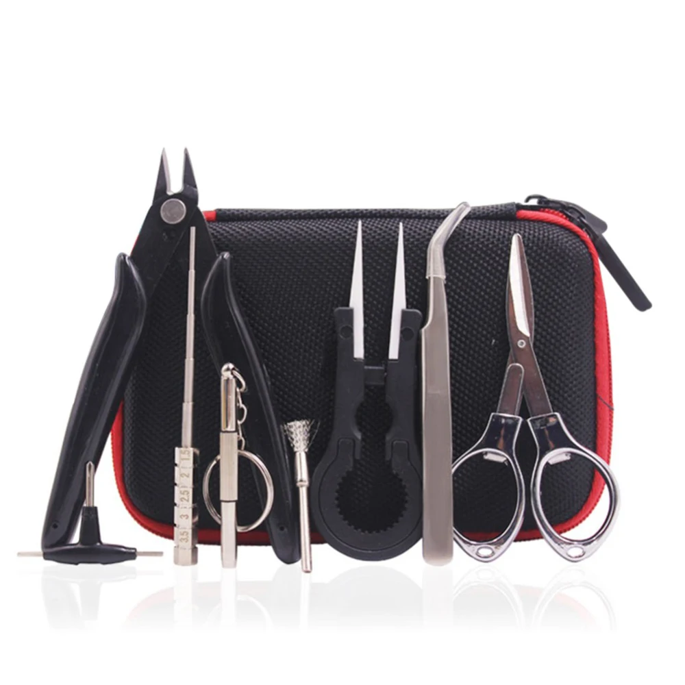 

Portable Vape DIY Tools Set with Bag Ceramic Tweezers Coil Jig Pliers Screwdriver for Electronic Cigarette Atomizer Accessories
