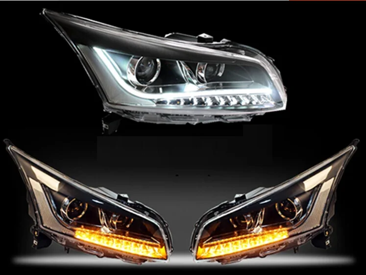 2pcs Bumper lamp for chevrolet Cruze Headlight 2016year DRL Bi Xenon Lens HI LO Parking HID Fog Lamp cruze Taillight