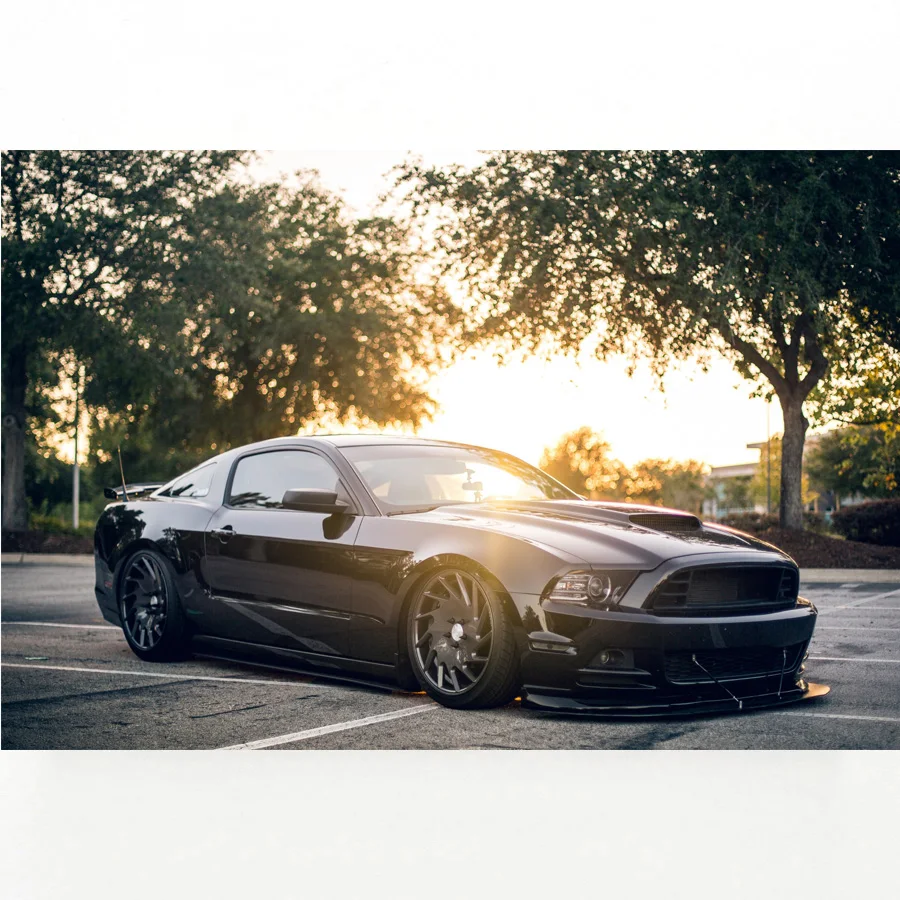 Настенное художественное изображение черные автомобильные обои Mustang Постер с