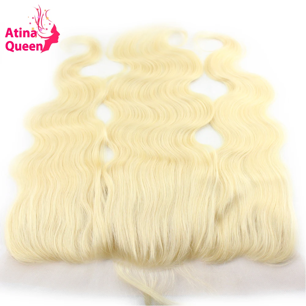 Atina Queen 613 блонд волнистые 13x4 уха до Кружева Фронтальная Закрытие С Детские волосы