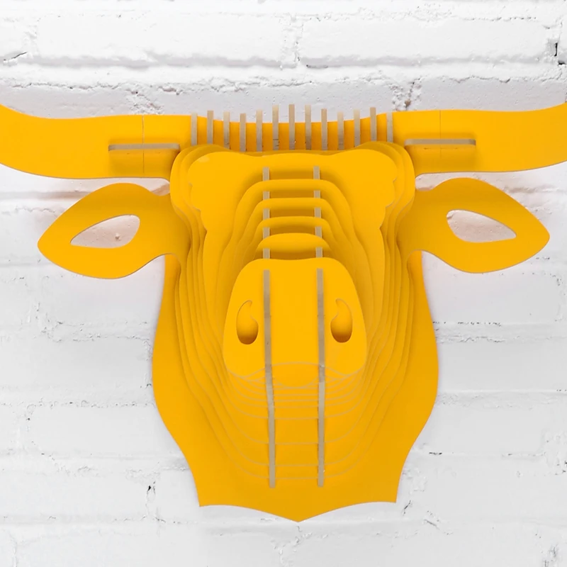 Бык голова стене висит творческий животных buffalo OX глава декор DIY деревянный