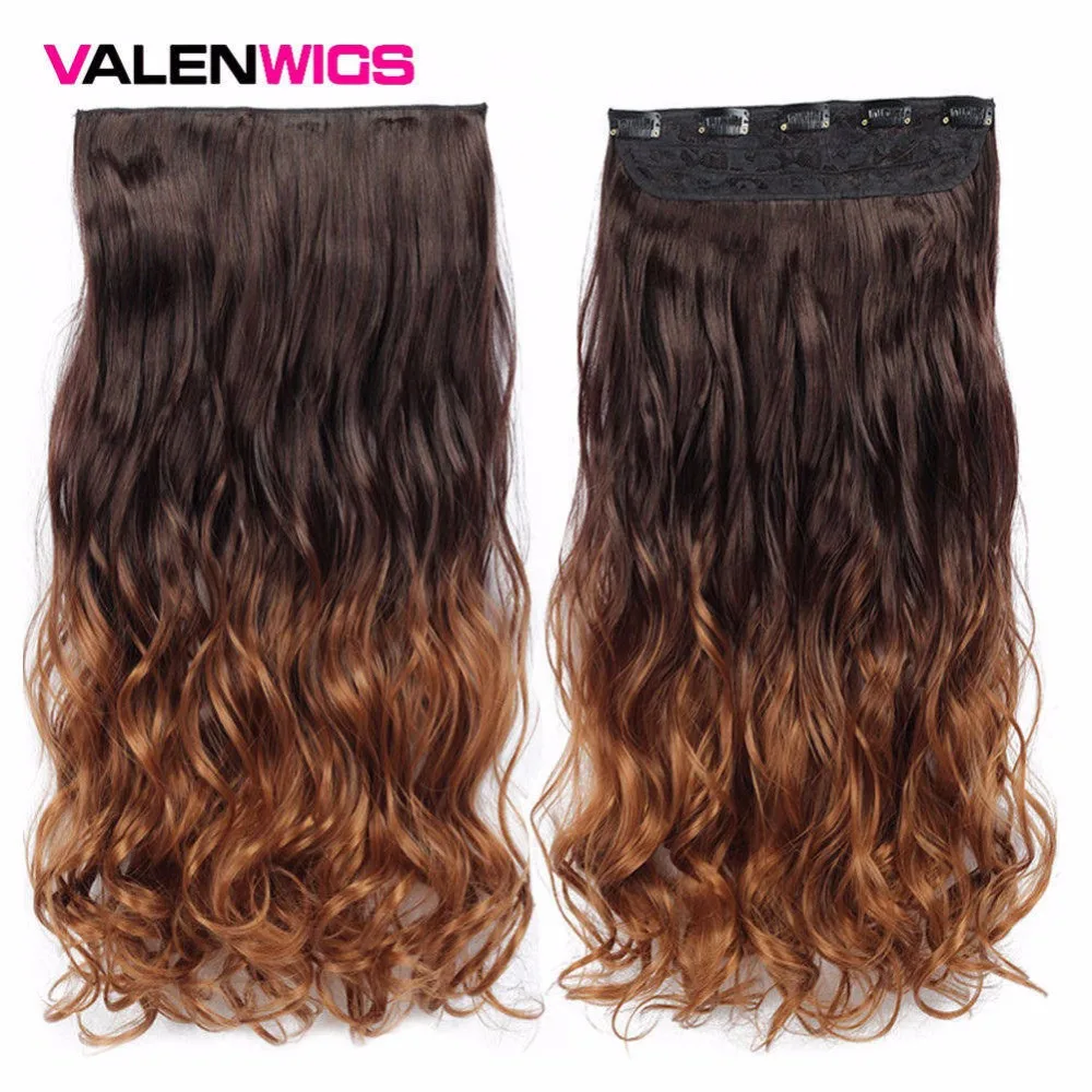Valen Wigs2" Половина полная голова заколка 5 клипов один кусок черный коричневый цвета длинные кудрявые Синтетические Клип в один кусок