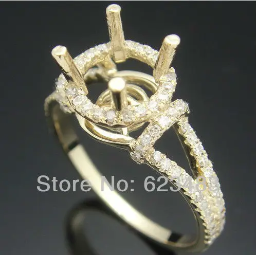 Кольцо обручальное из желтого золота с натуральным бриллиантом 14 к 8 мм|semi mount