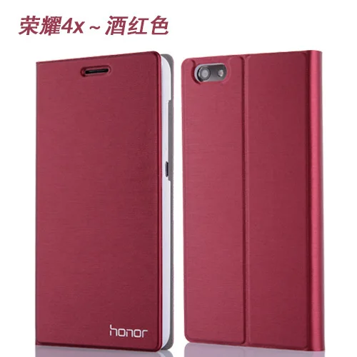 Red Для huawei honor 4x чехол, Роскошный кожаный флип-чехол для Huwei honor 4x 5,", чехол с подставкой, сумка, держатель для карт, чехол - Цвет: Red