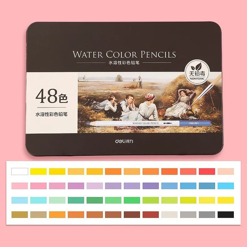 48 Colors Tin Box 12-72 цвета, профессиональный набор акварельных карандашей, художественные карандаши для рисования, карандаши для рисования, Подарочные школьные принадлежности 05401 - Цвет: 48 Colors Tin Box