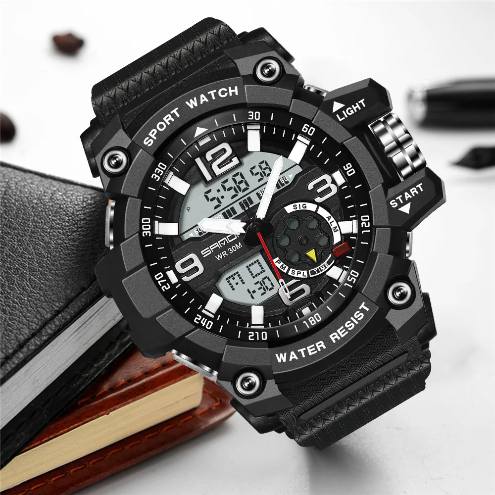 SANDA Брендовые спортивные часы мужские цифровые электронные наручные армейские