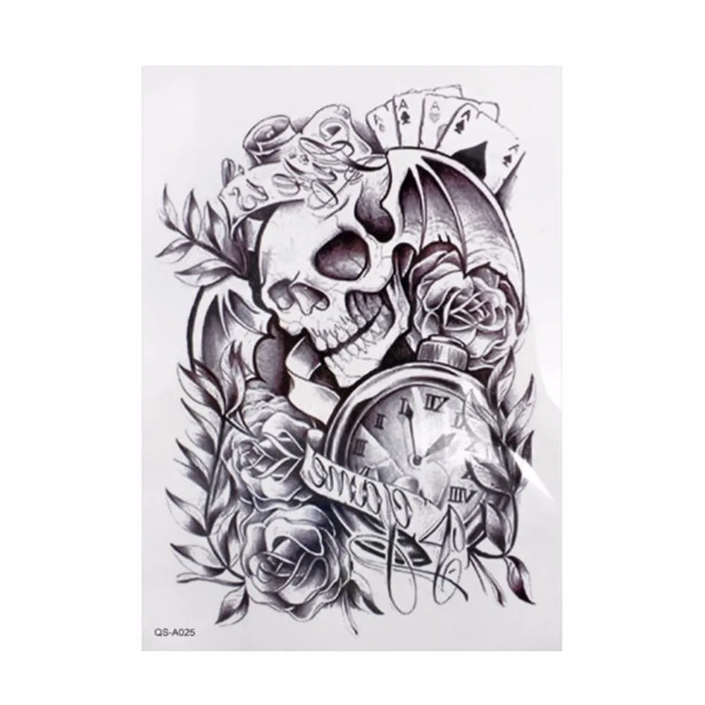 

Black Large Sexy Removable Waterproof Temporary Tattoo Skull Temporary Body Arm Stickers