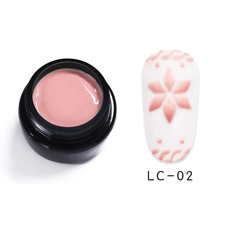 3D LC-02 LILYCUTE, 5 мл, 3D рельефный Гель-лак для ногтей, рисунок для резьбы, впитывающий УФ-гель, белый, черный, серебристый цвет, гель для ногтей, сделай сам - Цвет: 3D LC-02