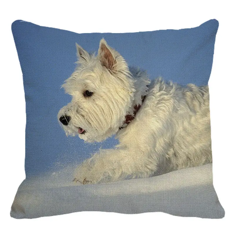 XUNYU милый чехол для фотографий West Highland White Terrier льняная Подушка Чехол Детская софа