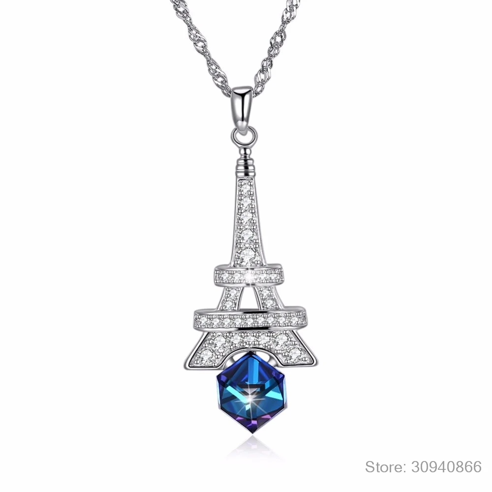 Подвески LEKANI с кристаллами SWAROVSKI в виде башни, шикарные ожерелья, S925 Серебряная цепочка, воротники для женщин, новинка, хорошее ювелирное изделие, подарки