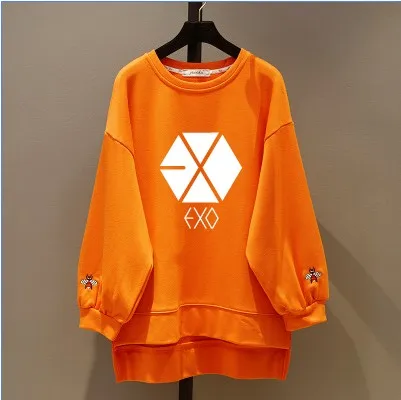 Kpop EXO Весенняя Новинка 2021 корейские свободные длинные секционные толстовки с