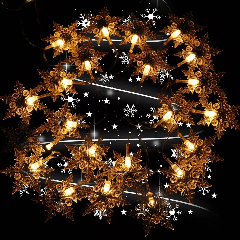 Рождественская светодиодная гирлянда в виде снежинок 9 цветов 10 м 80