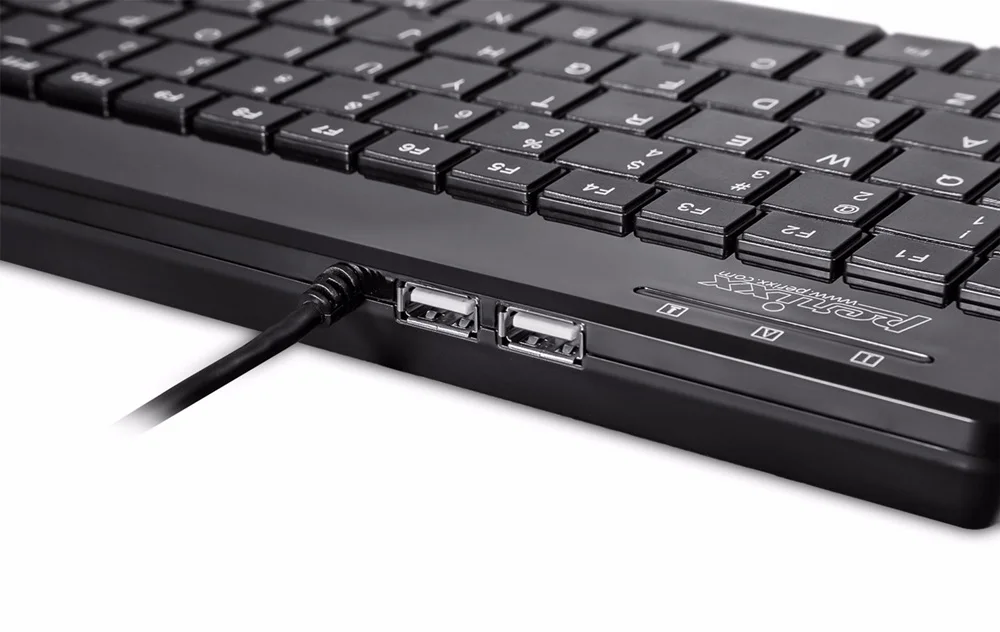 USB Проводная клавиатура Perixx PERIBOARD 409 Mini (USB интерфейс с 2 втулками) бесшумные кнопки