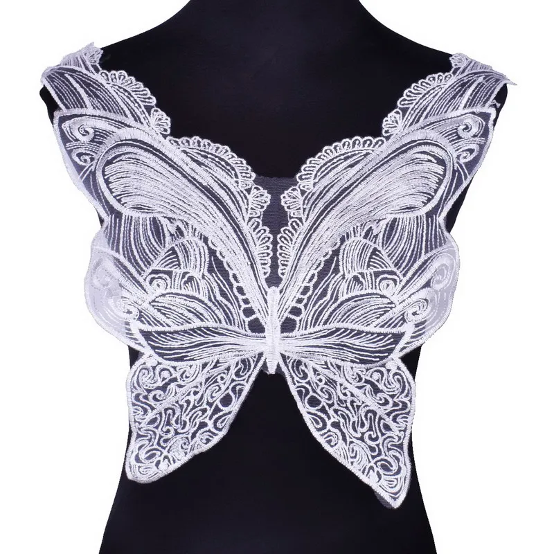 

White Butterfly Embroidered Lace Neckline Collar Trim Neck Applique Clothes Dress Sewing Supplies Craft Accessories BW138