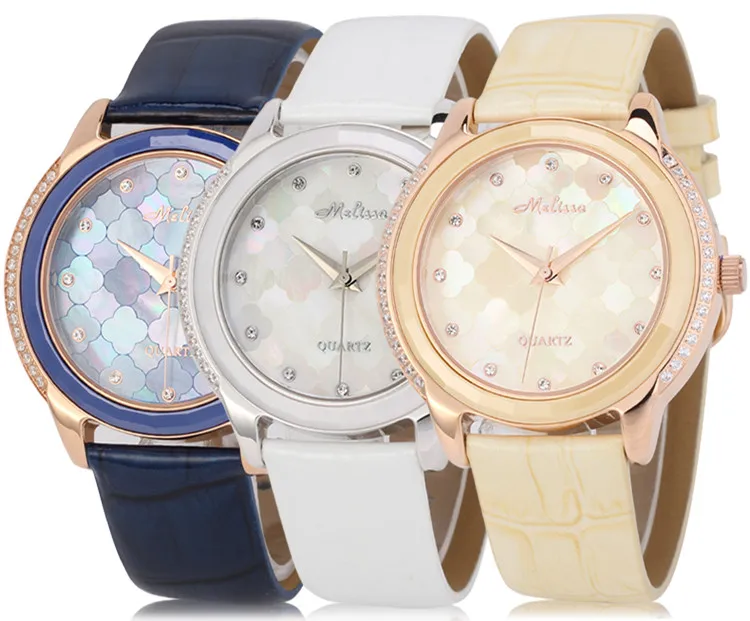 Часы женские кварцевые с кристаллами элегантные Сияющие наручные из натуральной