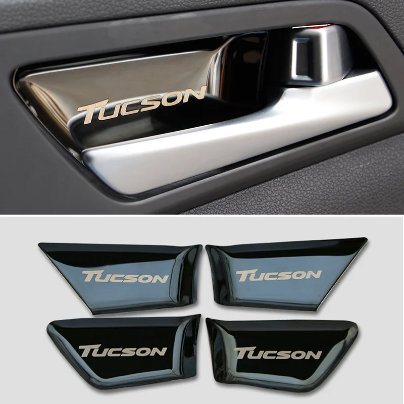 Накладка на внутреннюю дверь автомобиля из нержавеющей стали для hyundai Tucson аксессуары - Название цвета: Black
