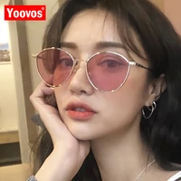 yoovos 2021 retro cat eye sunglasses women metal vintage luxury glasses shopping travel fashion oculos de sol feminino uv400