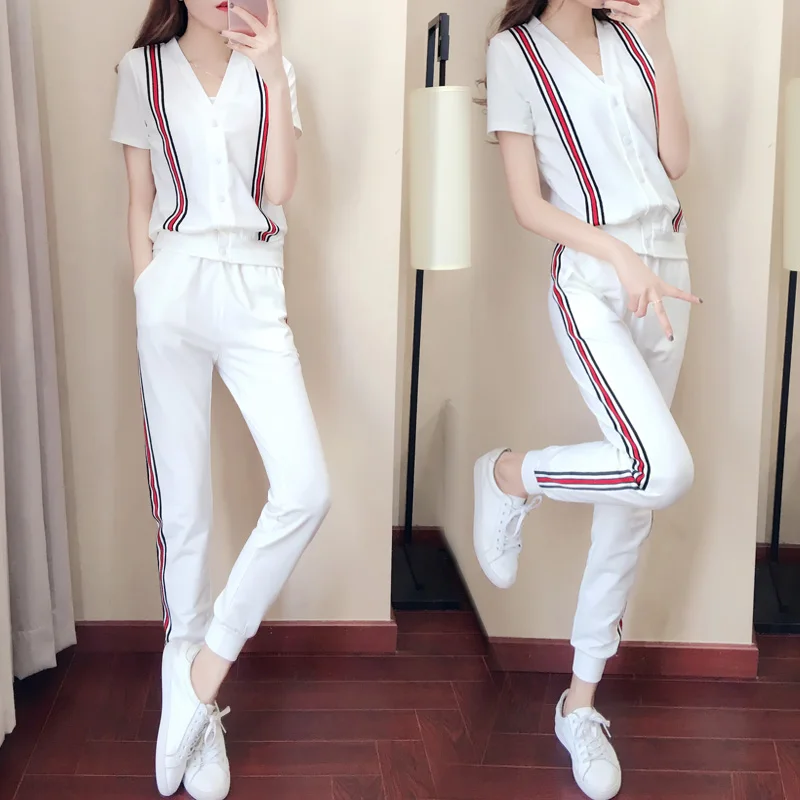 

tracksuit for women 2018 winter women v-neck long-sleeve crop tops with pants suits female fashion two-piece set