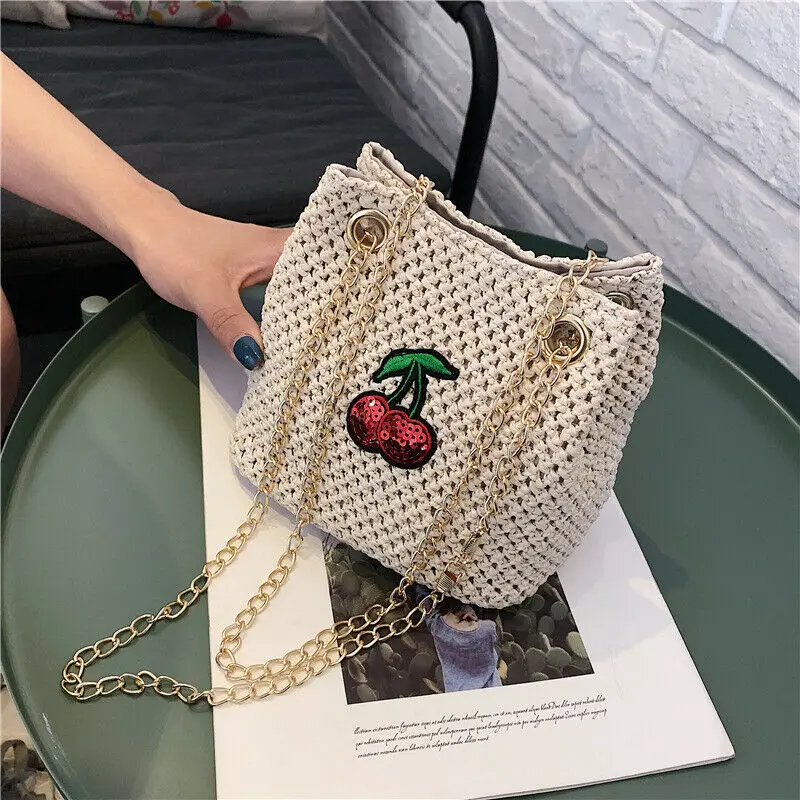 Соломенная Сумка из ротанга для женщин летняя плетеная сумка мессенджер через