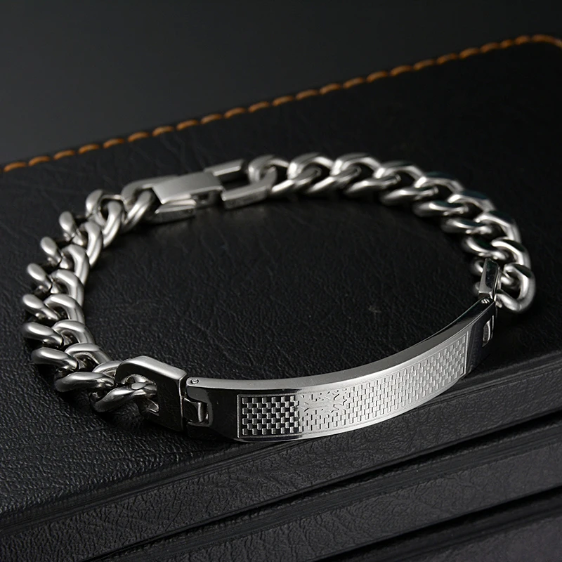 Браслет из нержавеющей стали в стиле панк 2017|snap button|biker bracelethand chain |