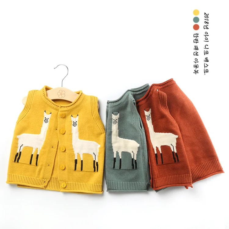 2018 осенняя одежда для маленьких мальчиков малыш животных свитер из альпаки жилет