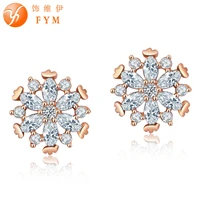 2016 fashion womens luxury elegant crystal stud earrings for women gold color ear jewelry earrings for woman party er0186