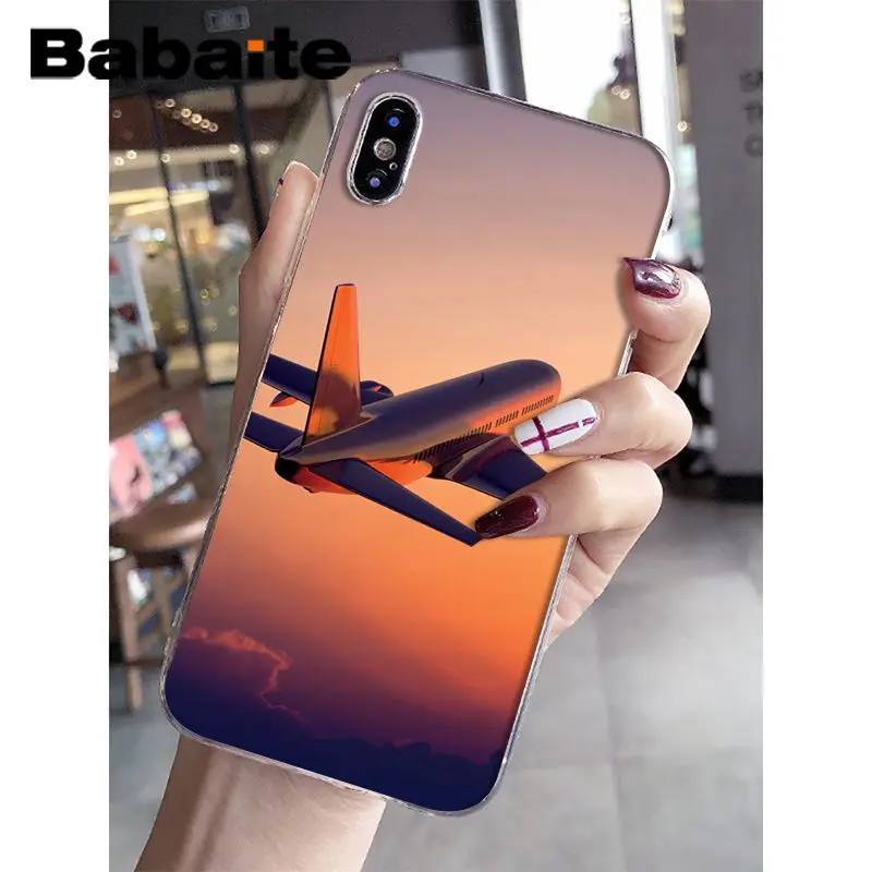 Babaite самолет рассвет самолет прибытие Прозрачный чехол для телефона для iphone XS Max 6 6S 7 7plus 8 8Plus 5 5S XR - Цвет: A15