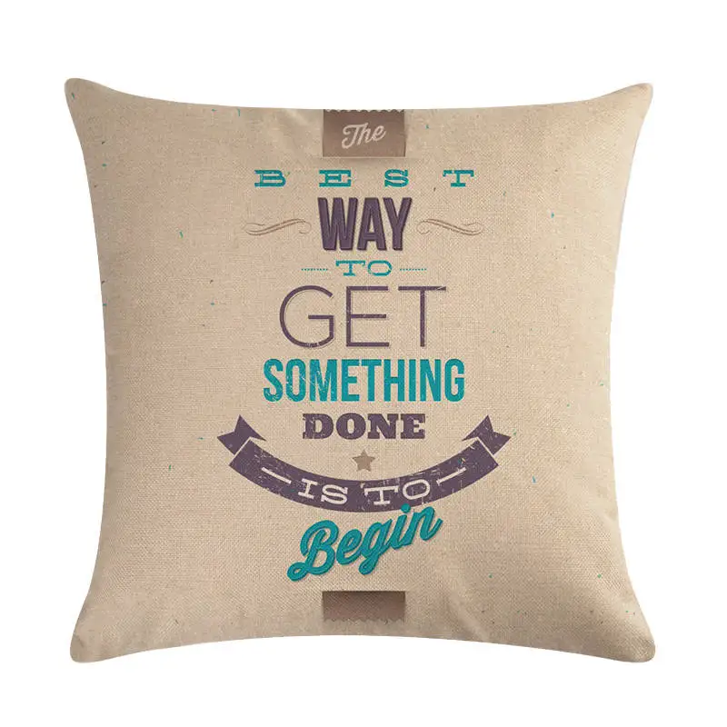 Мотивация Цитата декоративное хлопковое белье Наволочка на подушку размером 45*45 см для диван кресло подушка чехол, предметы для домашнего декора Almofadas, украшение ZY1159
