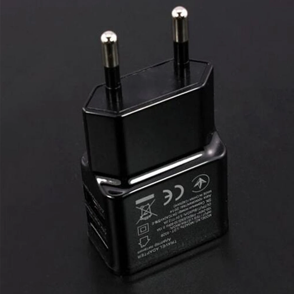 Сетевое зарядное устройство с двойным портом EU 5 В 2 А 1 м Плетеный Micro usb-кабель 2-в-1