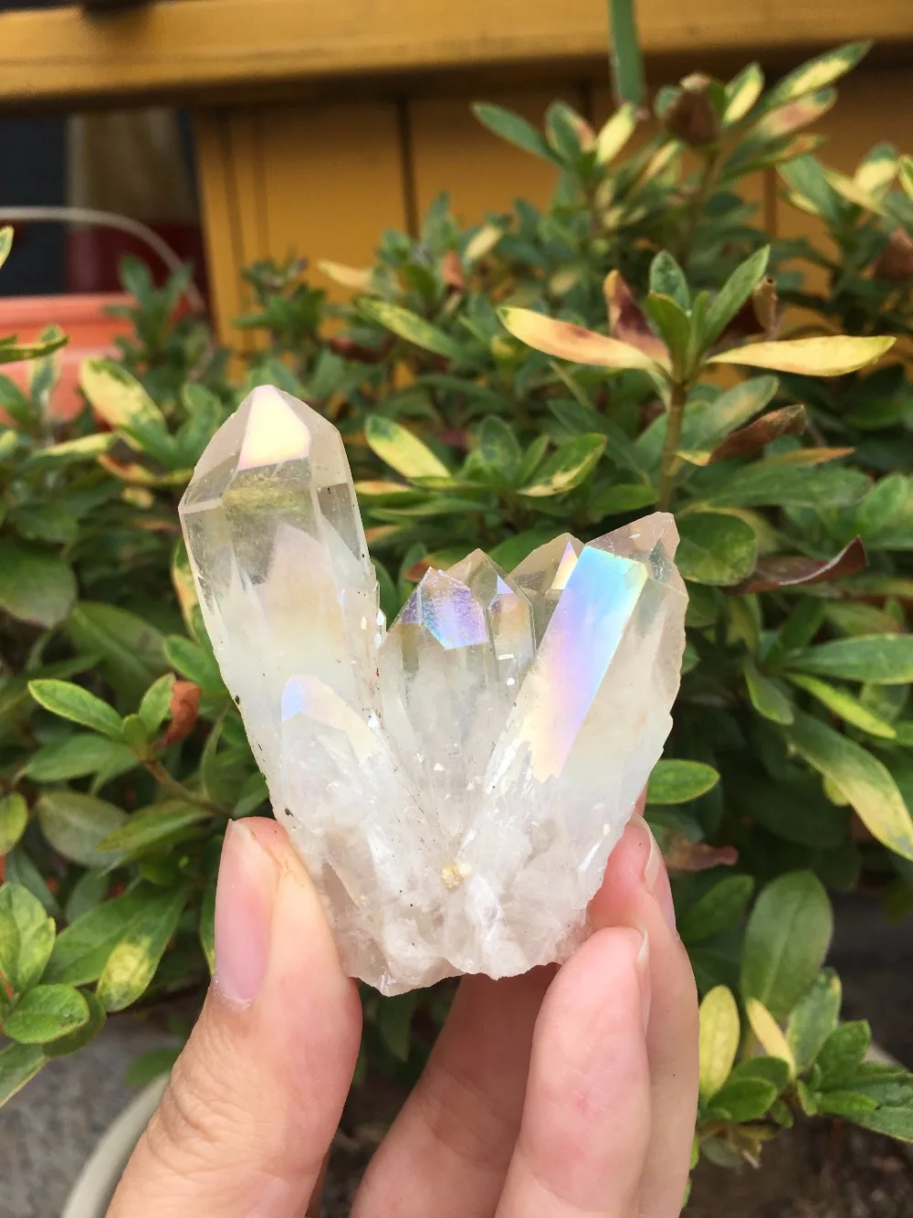 

53g Rare beautiful white flame aura quartz crystal cluster specimen