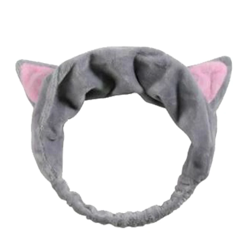 Cat ear grey Мягкие фланелевые повязки на голову с бантиком и надписью OMG для женщин, тюрбан, повязка для волос, повязка на голову для мытья лица, головные уборы для девочек, аксессуары для волос - Цвет: Cat ear grey