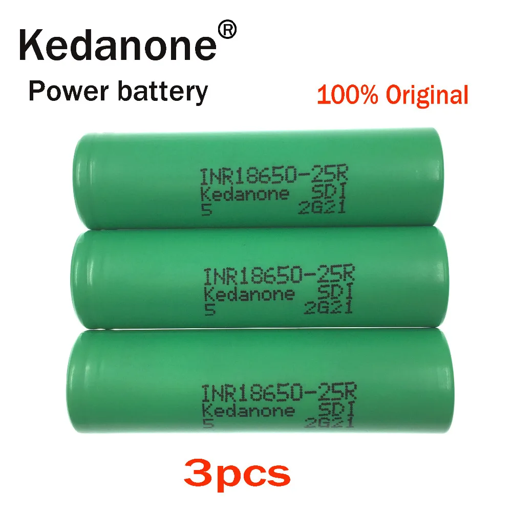 2018 3 unids Kedanone для оригинального samsung 18650 литиевая батарея 25r inr1865025r 20a 2500 мАч