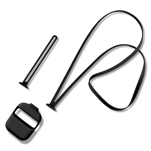 black Силиконовый защитный чехол для Airpods 2 Antilost шейный ремешок на запястье для apple Airpods Bluetooth наушники зарядная коробка - Цвет: black