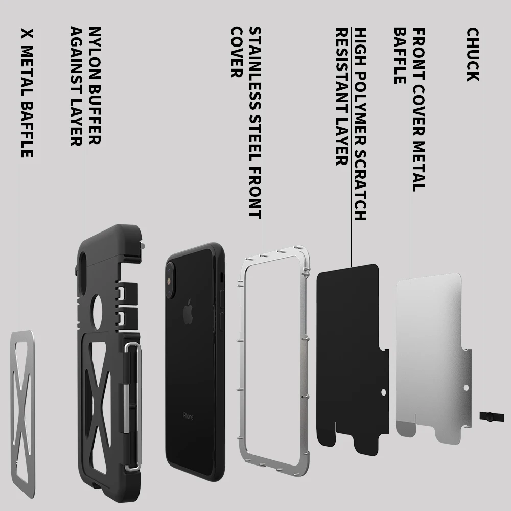 Металлический противоударный чехол R-Just для APPLE iPhone X Armor King задняя крышка R-JUST