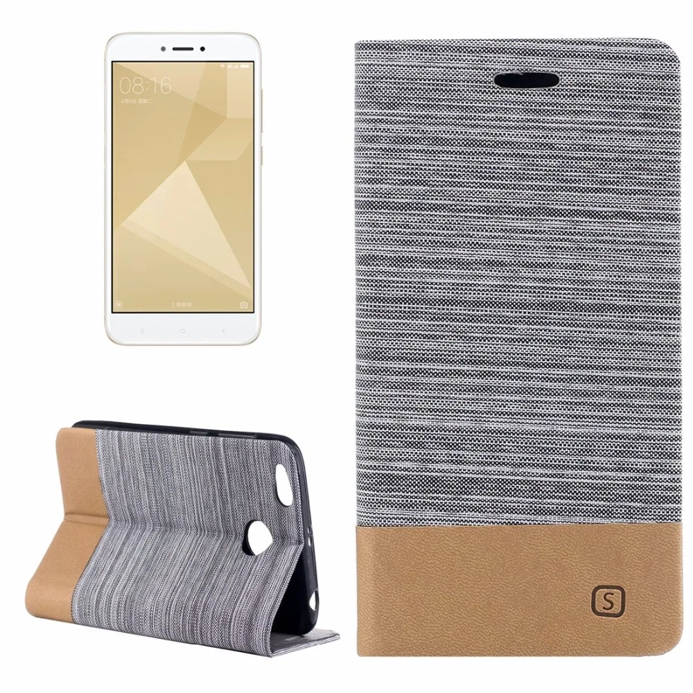 Чехол для смартфона Xiaomi Redmi 4X холщовая текстура ПУ + ТПУ горизонтальный откидной