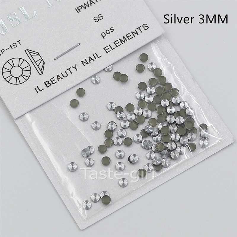 100 шт. круглые металлические блестки для ногтей 2 мм 3 мм|3d rhinestones|rhinestones glittersnail art